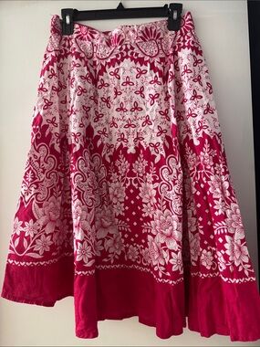 Women's Red Floral Circle Skirt